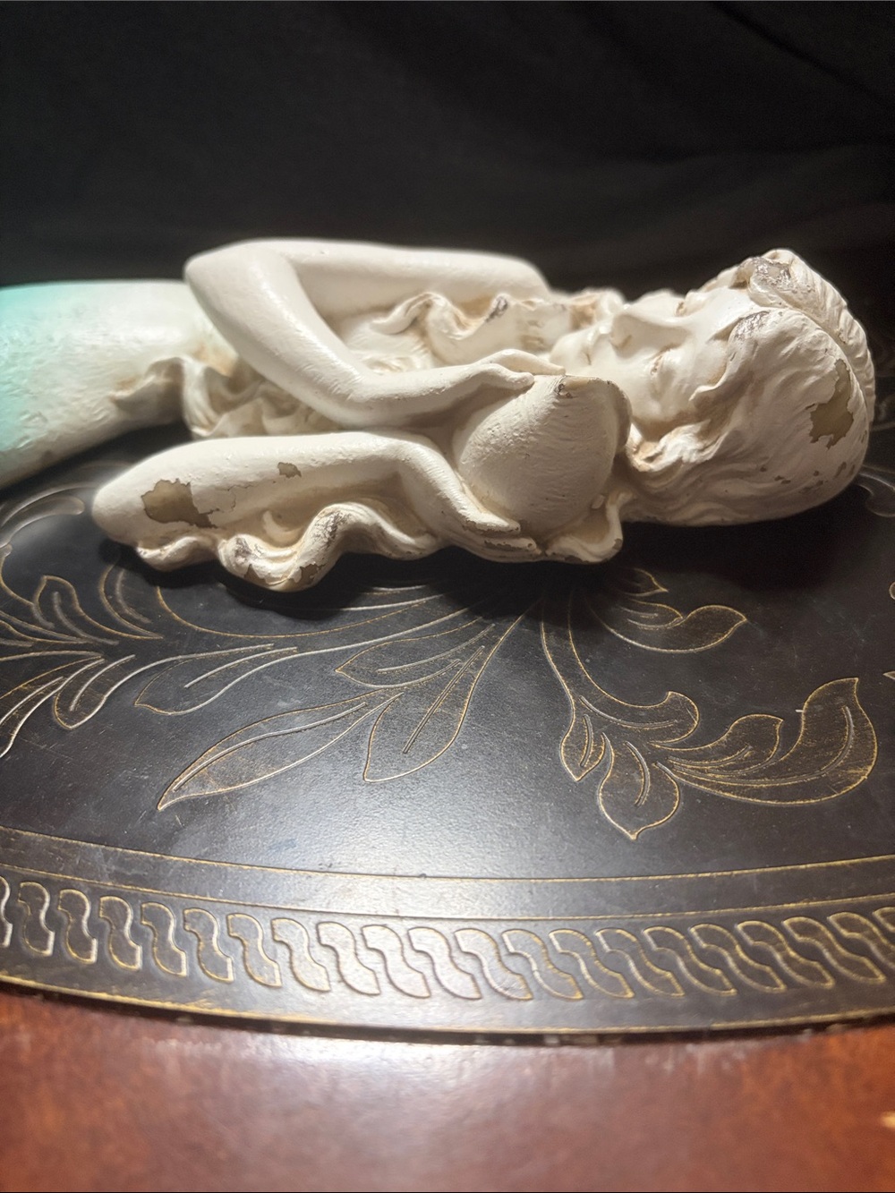 Vintage Decorative Mermaid Wall Art - Seafoam Green and Cream - Picture 2 of 6